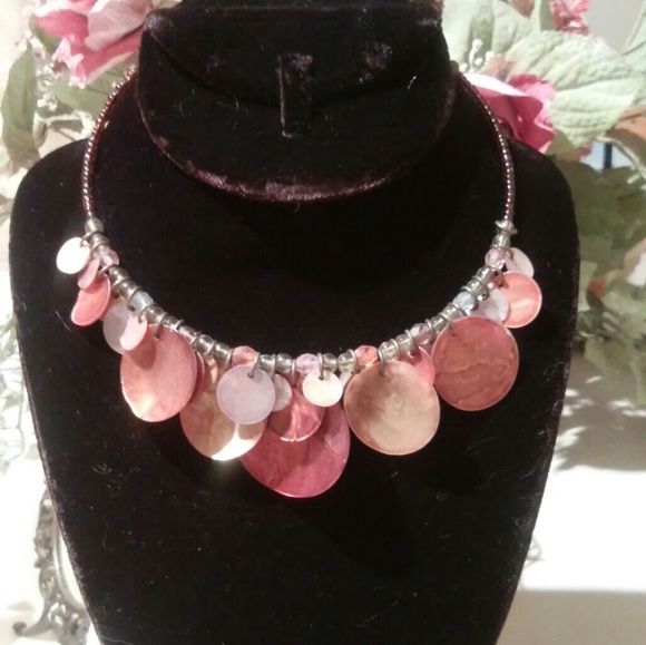 Mother of Pearl and Beaded Choker Necklace - Picture 2 of 2